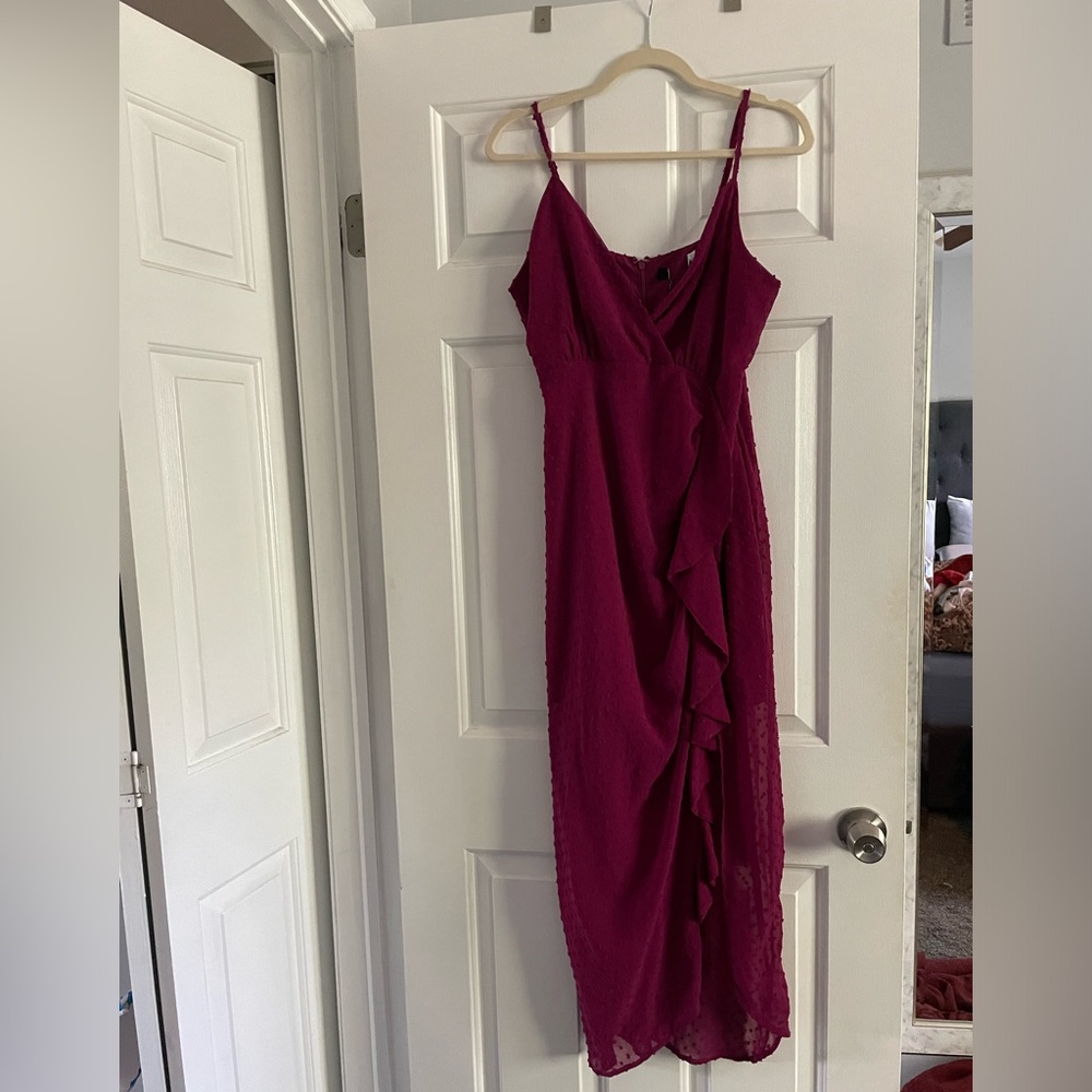 Lulu's Purple High-Low Ruffle Wrap Dress - Picture 5 of 8